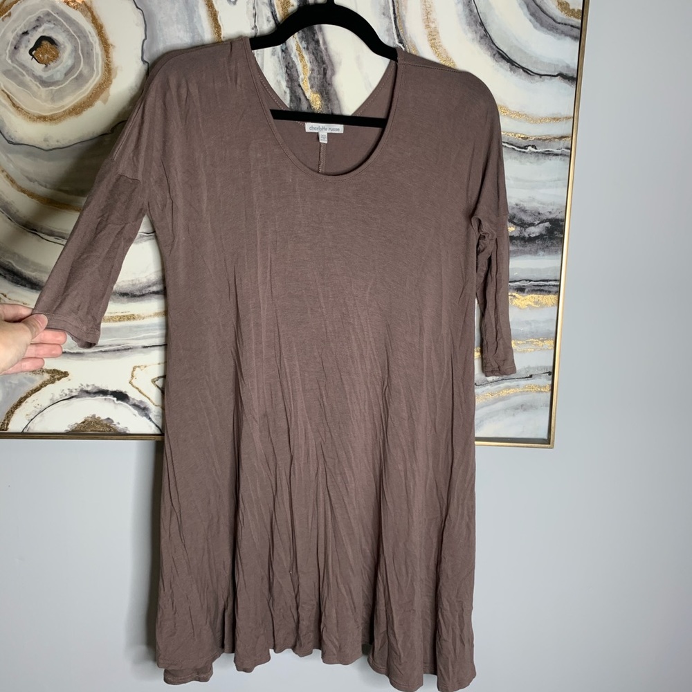 Mocha colored flowy shift dress